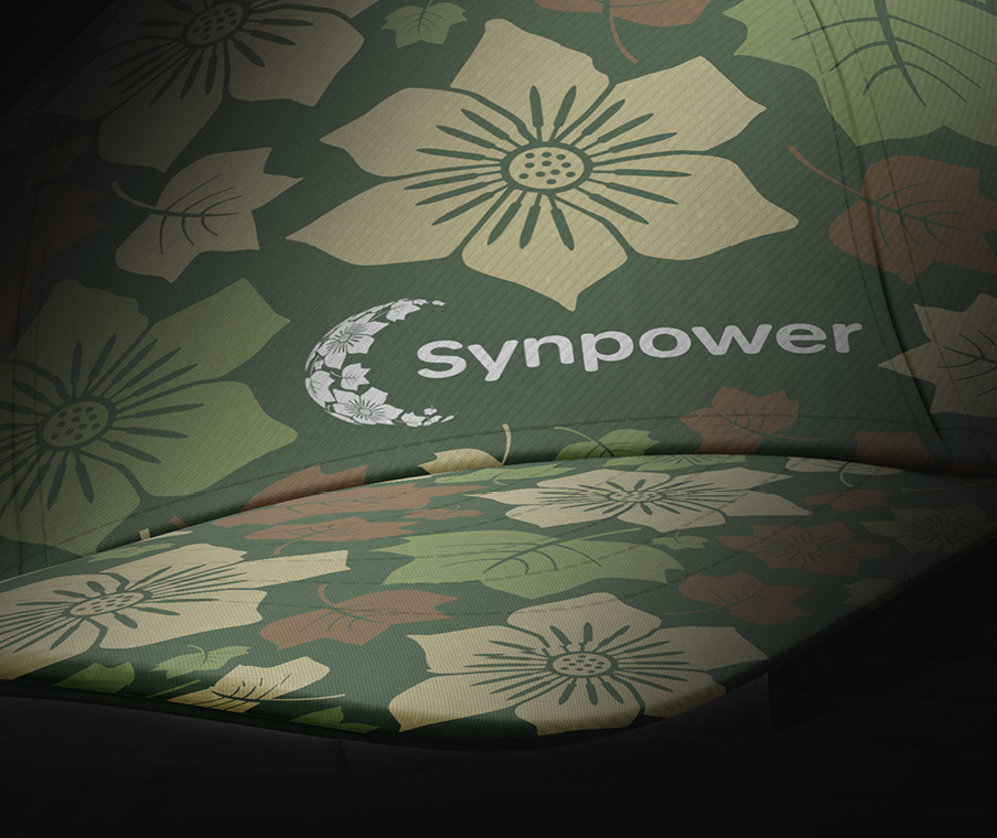 Synpower logo on floral background